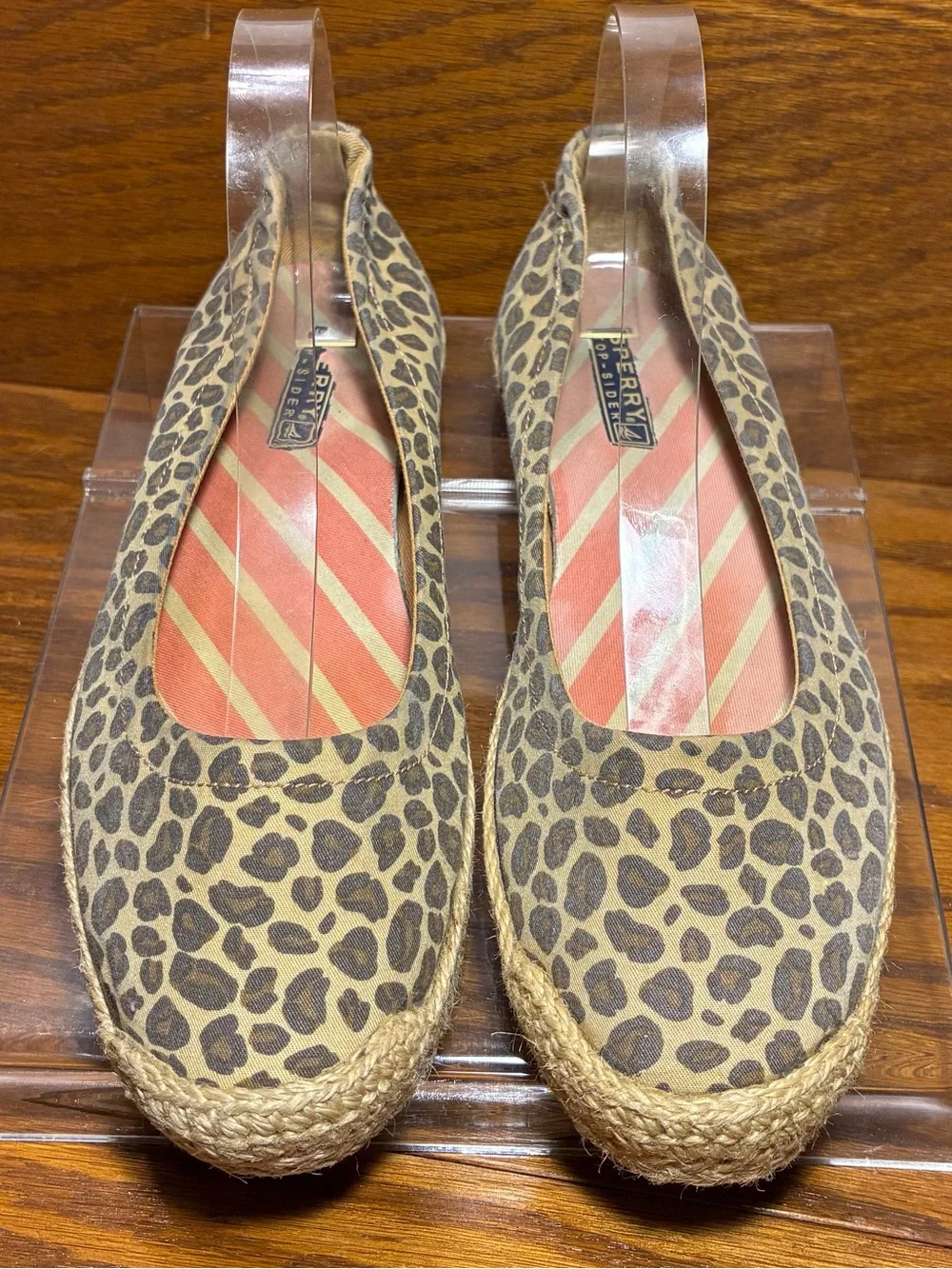 Sperry Leopard Print Espadrille Ballet Flats Canvas Size 7